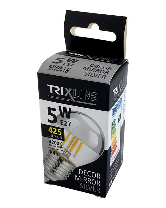 Žiarovka FL LED P45 5W E27 4200K Half Silver