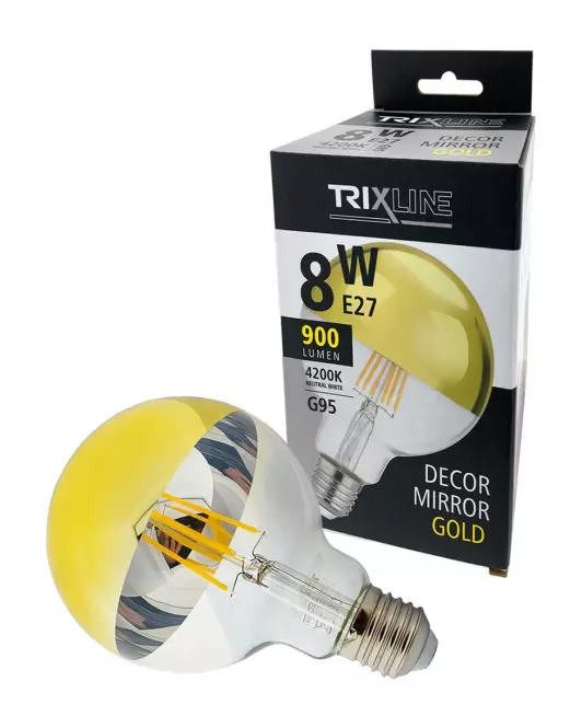 Žiarovka FL LED G95 8W E27 4200K Half Amber,3