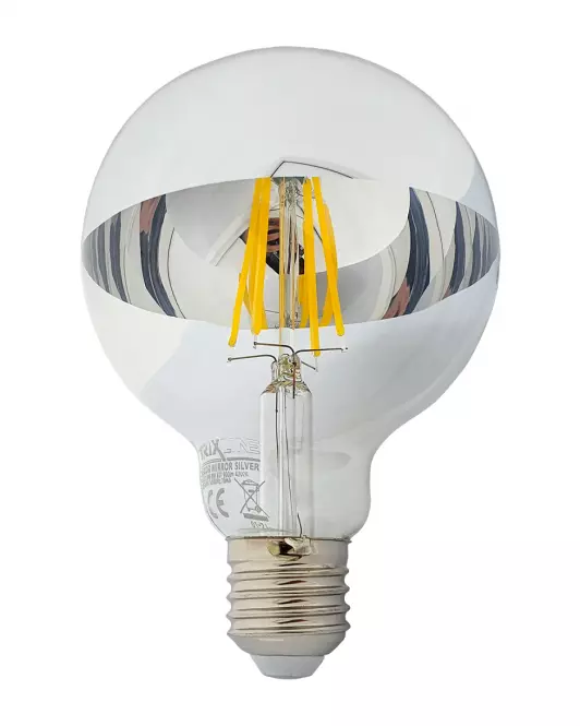Žiarovka FL LED G95 8W E27 4200K Half Silver,2