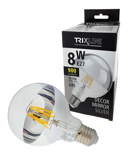 Žiarovka FL LED G95 8W E27 4200K Half Silver