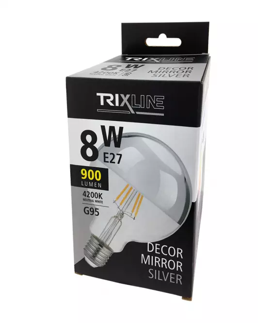 Žiarovka FL LED G95 8W E27 4200K Half Silver