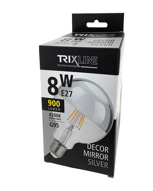 Žiarovka FL LED G95 8W E27 4200K Half Silver,4