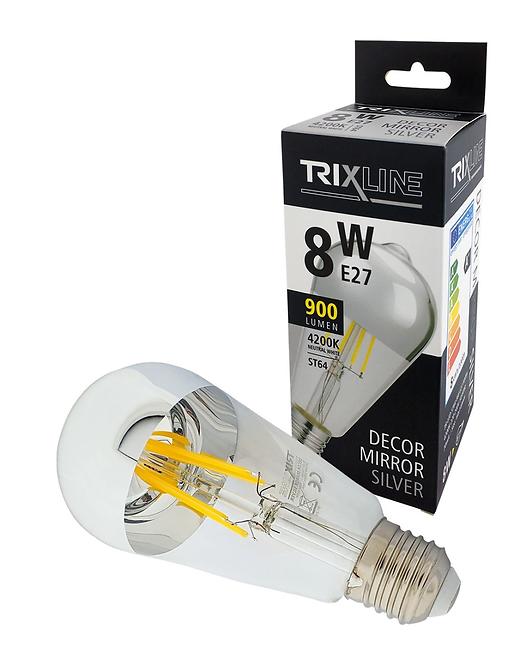 Žiarovka FL LED ST64 8W E27 4200K Half Silver