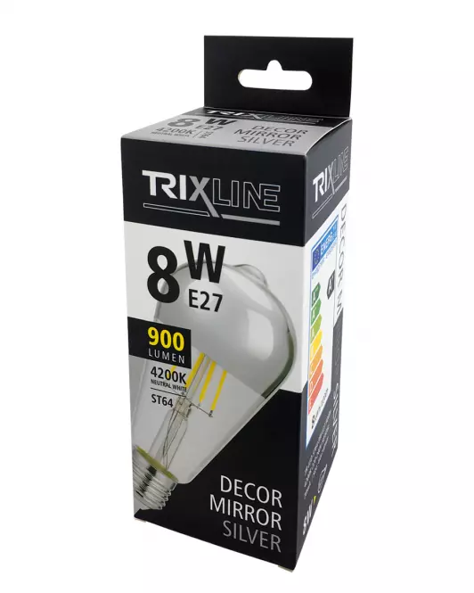 Žiarovka FL LED ST64 8W E27 4200K Half Silver,4