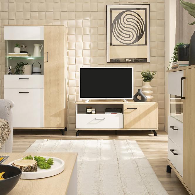 Konferenčný stolík Madison MD14 biely lux/sušienkový dub