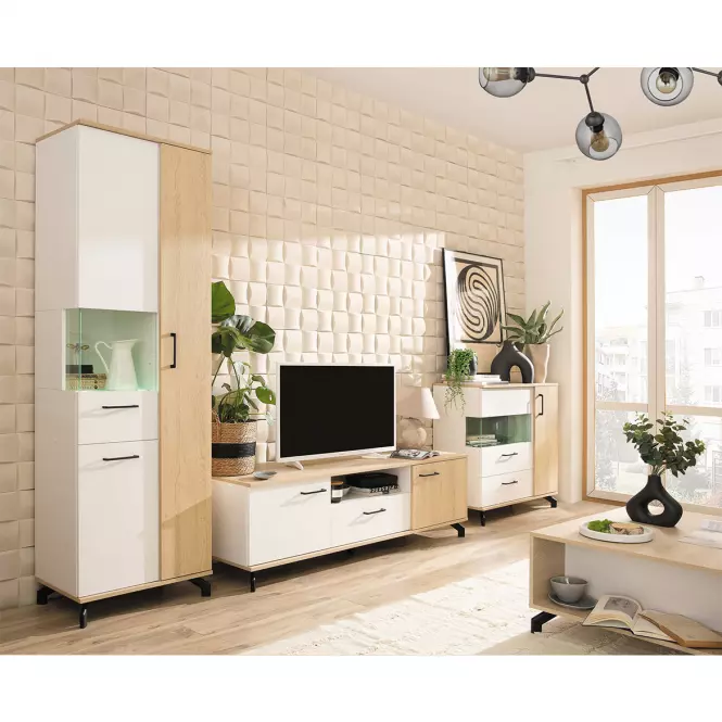 Konferenčný stolík Madison MD14 biely lux/sušienkový dub