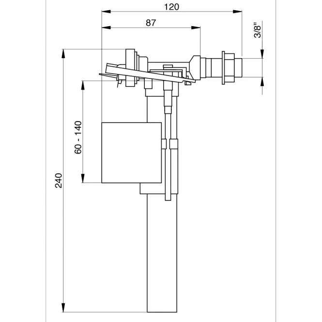 Plniaci ventil 3/8” PP,2