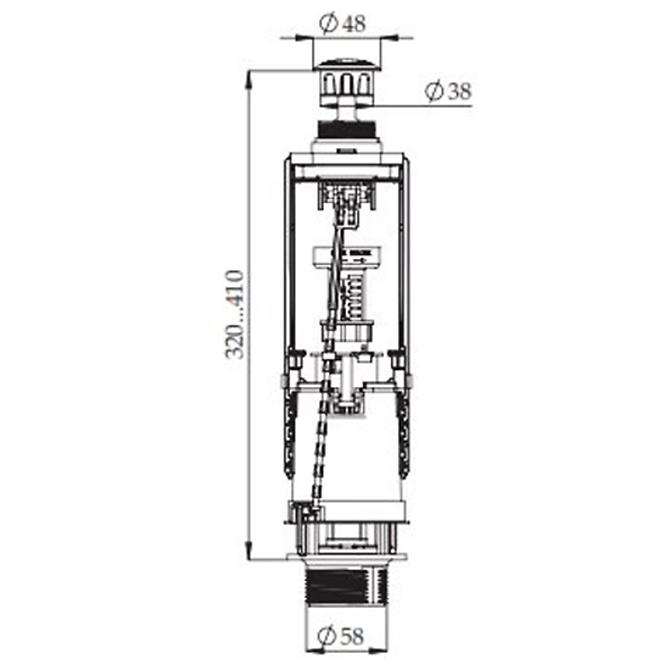 Vypúšťací ventil 1-Funkčné chróm tlačidlo 23179