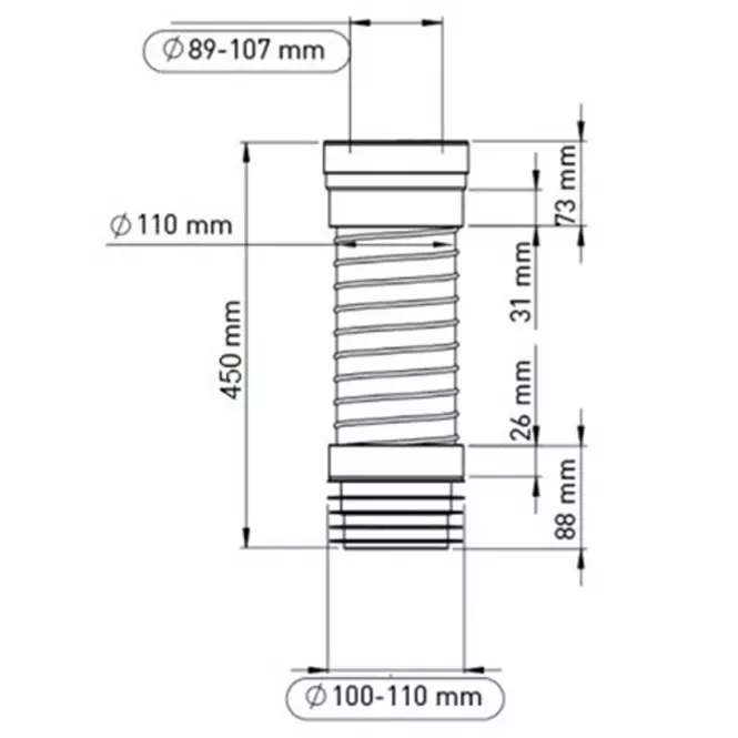 Univerzálna spojka Wc L-410 Mm s klapkovým tesnením, lepená 24032t