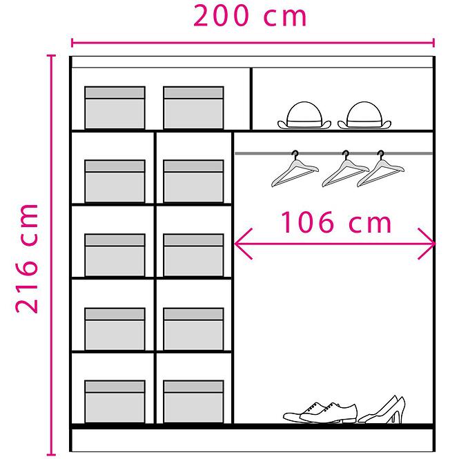 Skriňa Denver D02-20 s lar/d son 200 cm