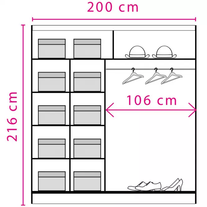 Skriňa Denver D02-20 s lar/d son 200 cm,3