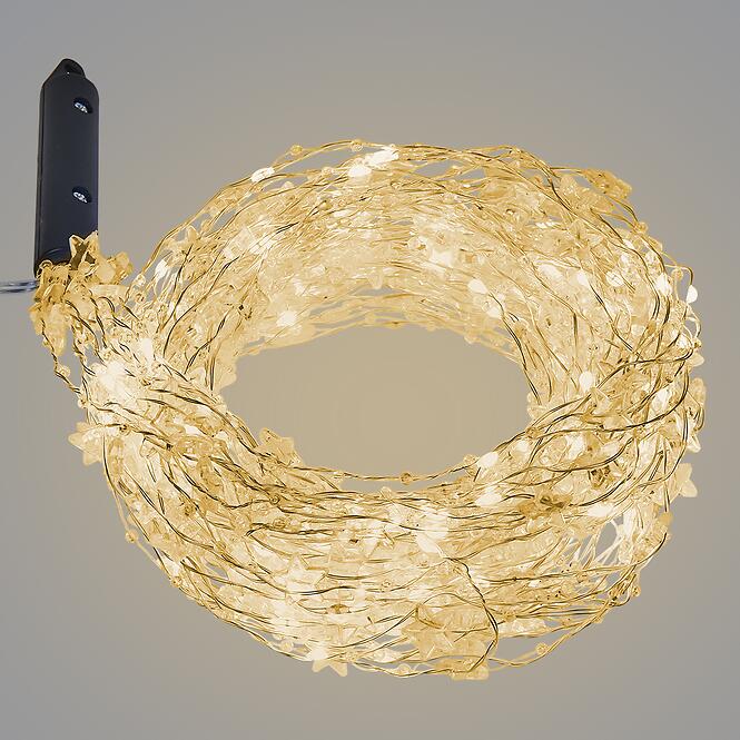 Vianočné LED svetielka 20l drôtiky snehové vločky + hviezdy na batérie,2