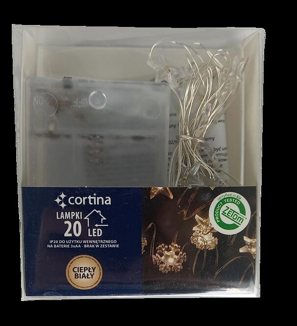 Vianočné LED svetielka 20l drôtiky snehové vločky + hviezdy na batérie,6