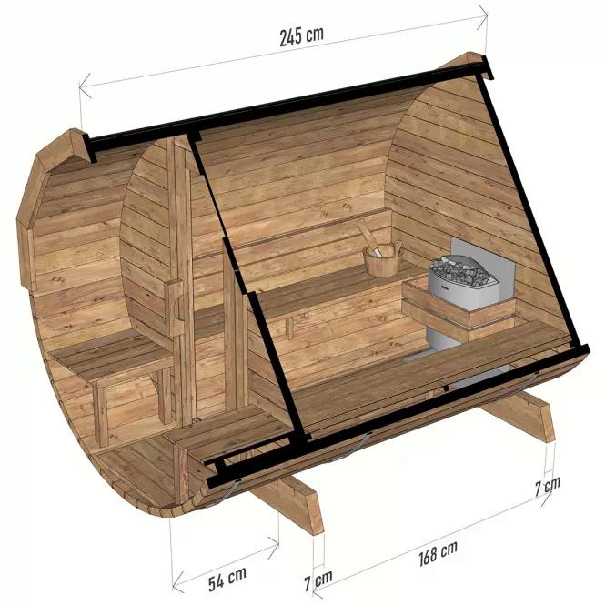 Exteriérová sauna s terasou 2,4 m,2
