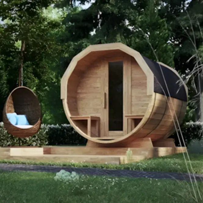 Exteriérová sauna s terasou 2,4 m,7