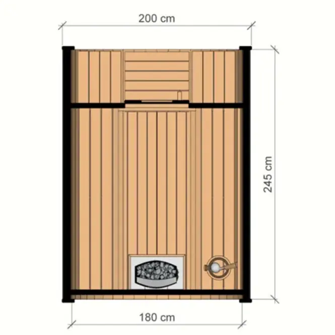 Exteriérová sauna s terasou 2,4 m,4