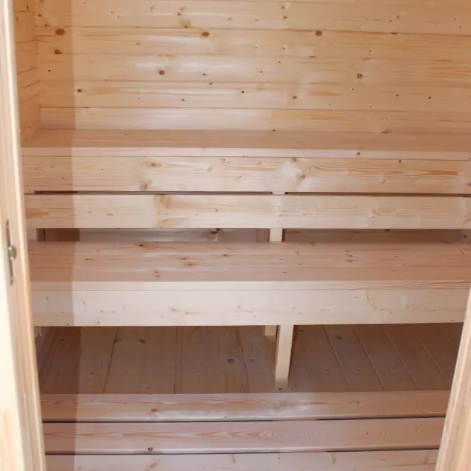 Exteriérová štvorcová sauna 2x2 m