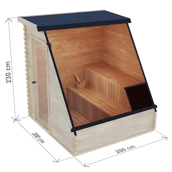 Exteriérová štvorcová sauna 2x2 m