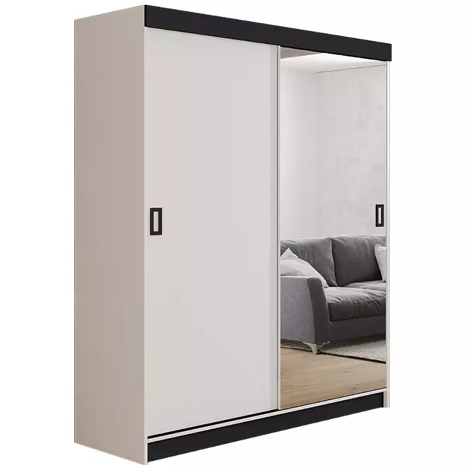 Skriňa Retro 1l 138 zrkadlo biely/čierna Mat