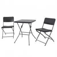 Súprava štvorcový stôl + 2 stoličky čierna