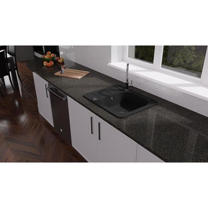 Granitový drez 1K 595x475 čierna,4