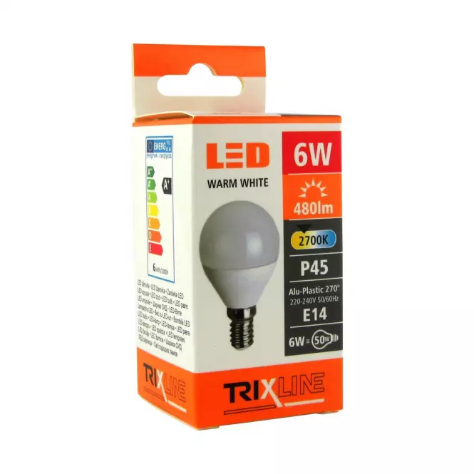Žiarovka BC 6W TR LED E14 G45 2700K TRIXLINE,2