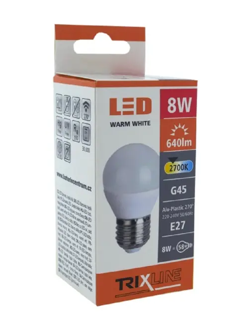 Žiarovka TR LED G45 8W 2700K 640lm E27,2
