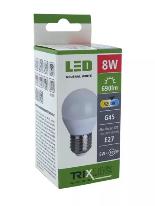 Žiarovka TR LED G45 8W 4200K 688lm E27,2