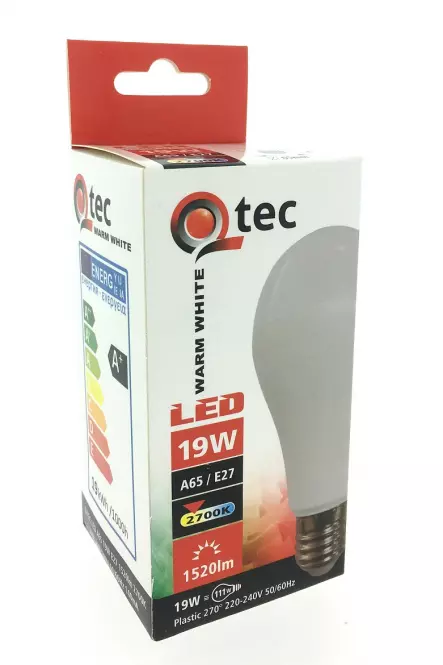 Žiarovka QTEC 19W LED E27 2700K A65,2