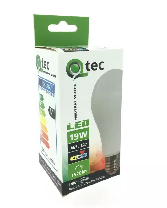 Žiarovka QTEC 19W LED E27 4200K A65,2