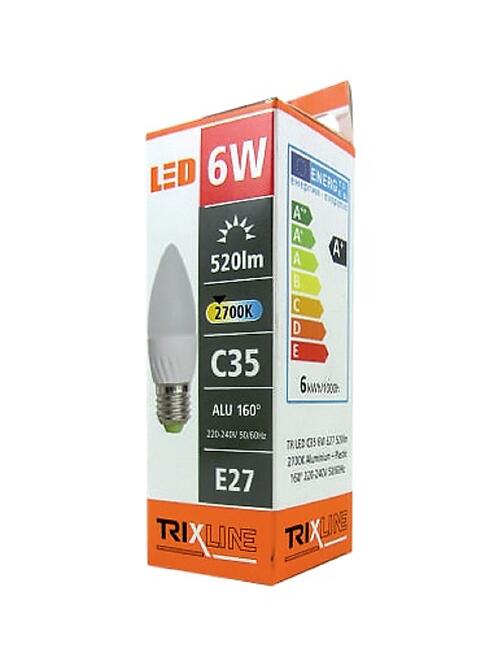 Žiarovka LED C35 BC 6W TR E27 2700K Trixline