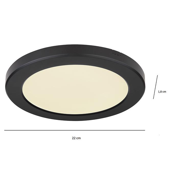 Stropná Lampa 12379-18B LED 18W D22 Čierna PL1