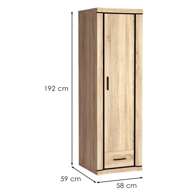 Skriňa Dallad D19 58 cm – sonoma, jednodverová, zásuvka,2