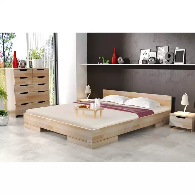 Posteľ drevené  buk Skandica Spectrum Nízka 140x200 prírodný