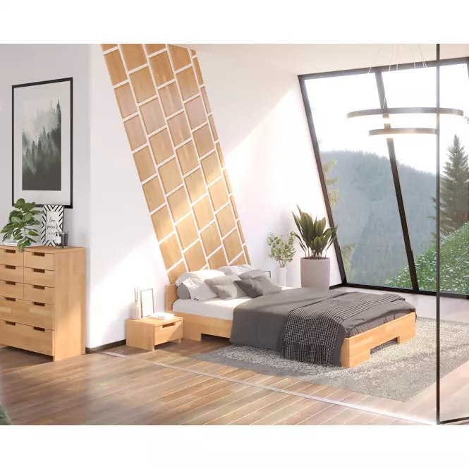 Posteľ drevené  buk Skandica Spectrum Nízka 140x200 prírodný