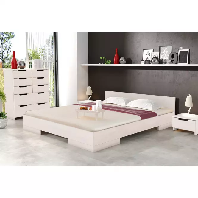 Posteľ drevené  buk Skandica Spectrum Nízka 200x200 Biely,5