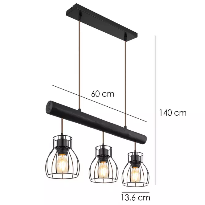 Luster 15326-3NB Čierna LW3