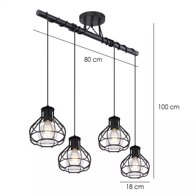 Luster 15388-4D Čierna LW4,3
