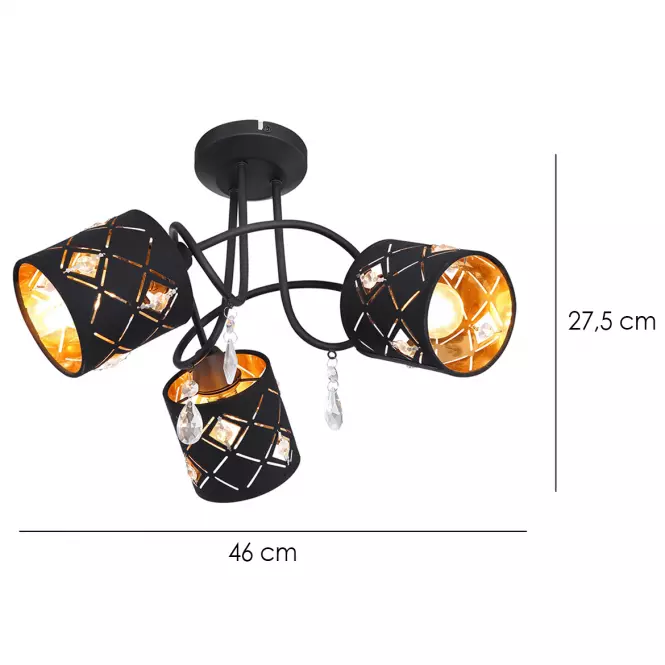 Luster 15448-3D čierno/zlatá LW3