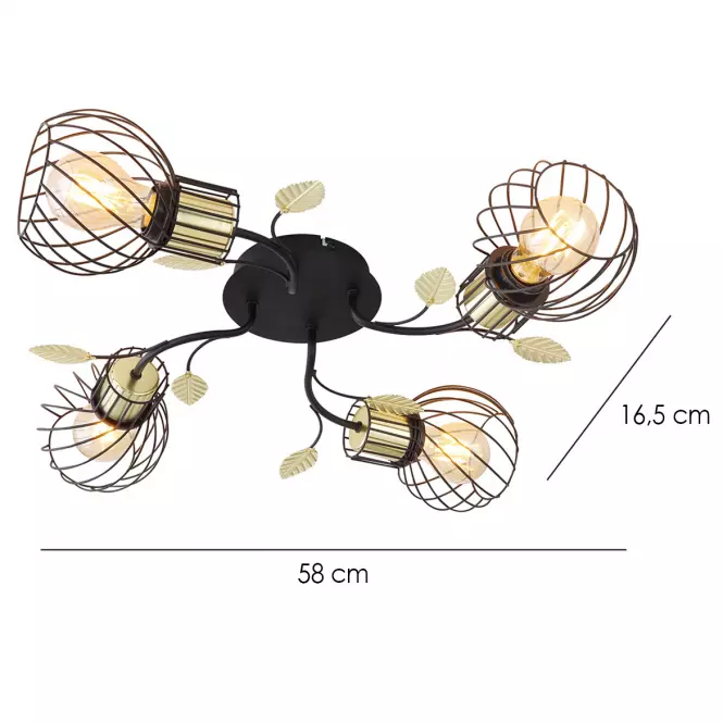 Luster 54113-4D Čierno-zlatá LW4