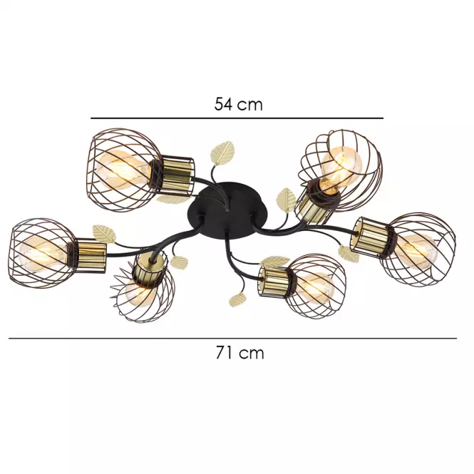 Luster 54113-6D Čierno-zlatá LW6
