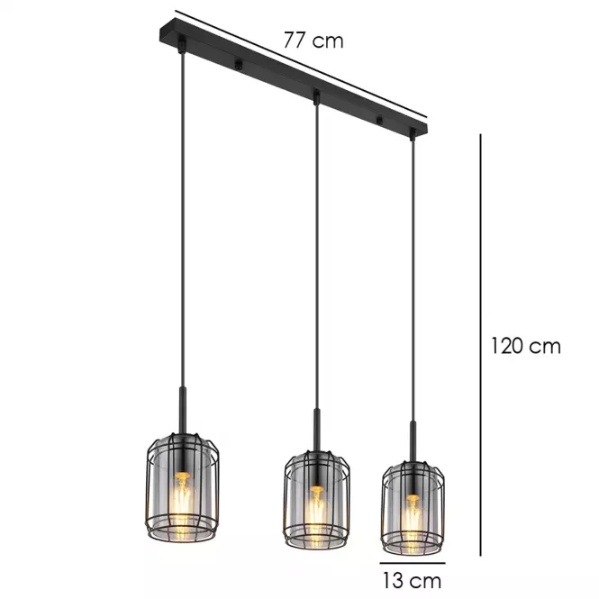 Luster 15559-3H Čierna LW3