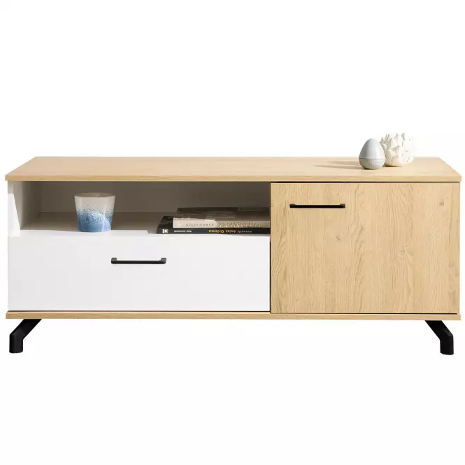 TV stolík Madison Md8 Biely Lux/Dub sušienkový