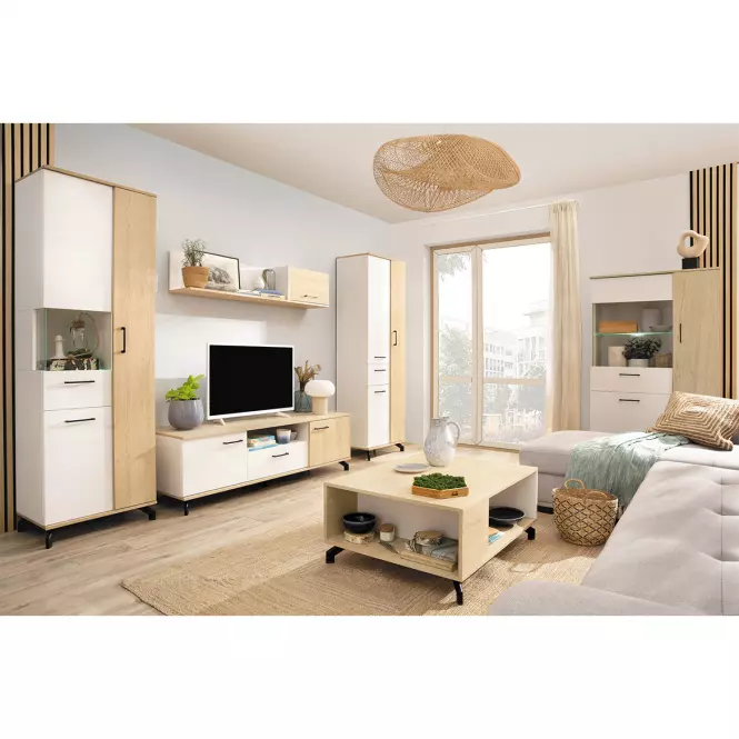 Regál Madison Md3 biely lux/sušienkový dub