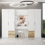 Skriňa Latina s toaletným stolíkom biela/dub grand/zrkadlo