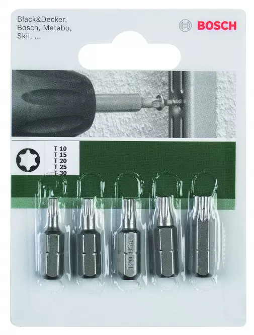 BOSCH Súprava bitov Torx - 5 ks,2