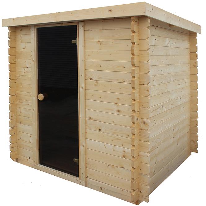 Exteriérová štvorcová sauna 2x2 m+ Pec Harvia