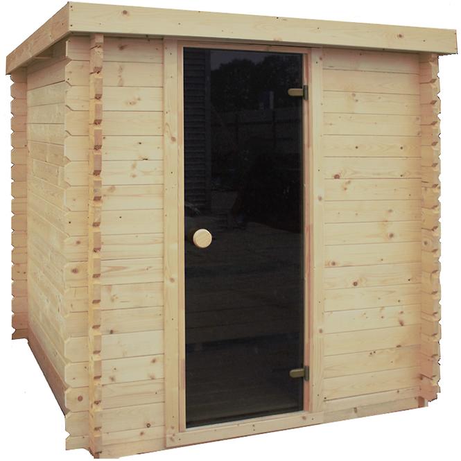 Exteriérová štvorcová sauna 2x2 m+ Pec Sentiotec 100 9 kW