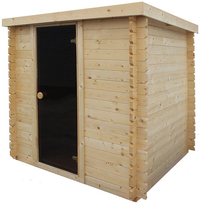 Exteriérová štvorcová sauna 2x2 m+ Pec Sentiotec 100 9 kW