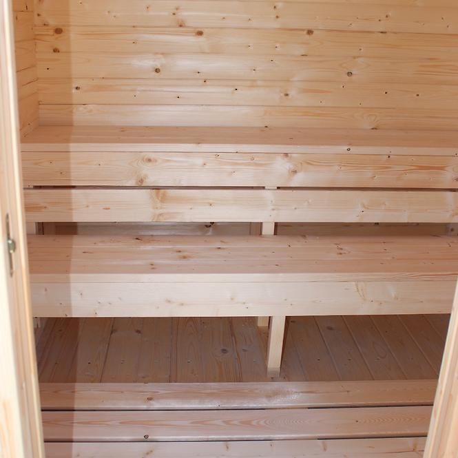 Exteriérová štvorcová sauna 2x2 m+ Pec Sentiotec 100 9 kW